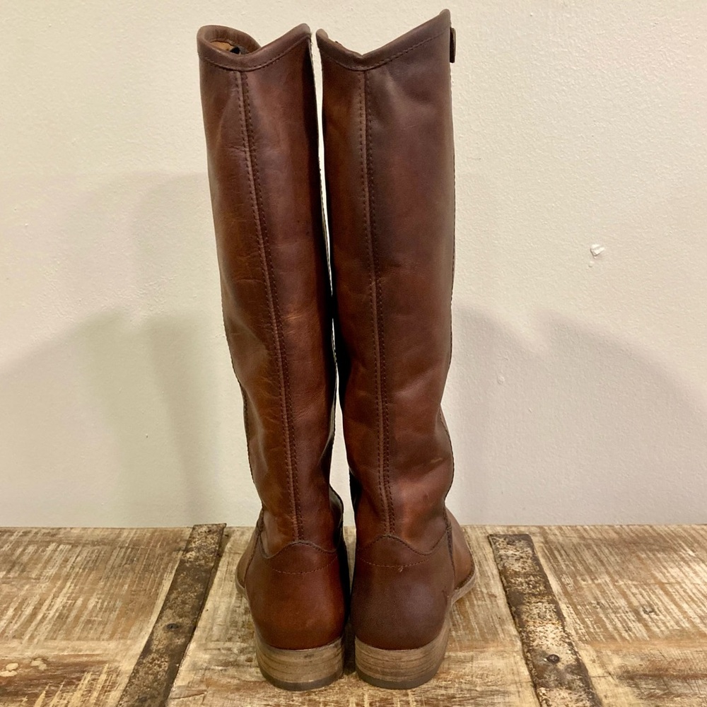 Frye Melissa Button 2 Brown Tall Riding Boots Size 5.5 NWOB Cognac - Picture 5 of 12